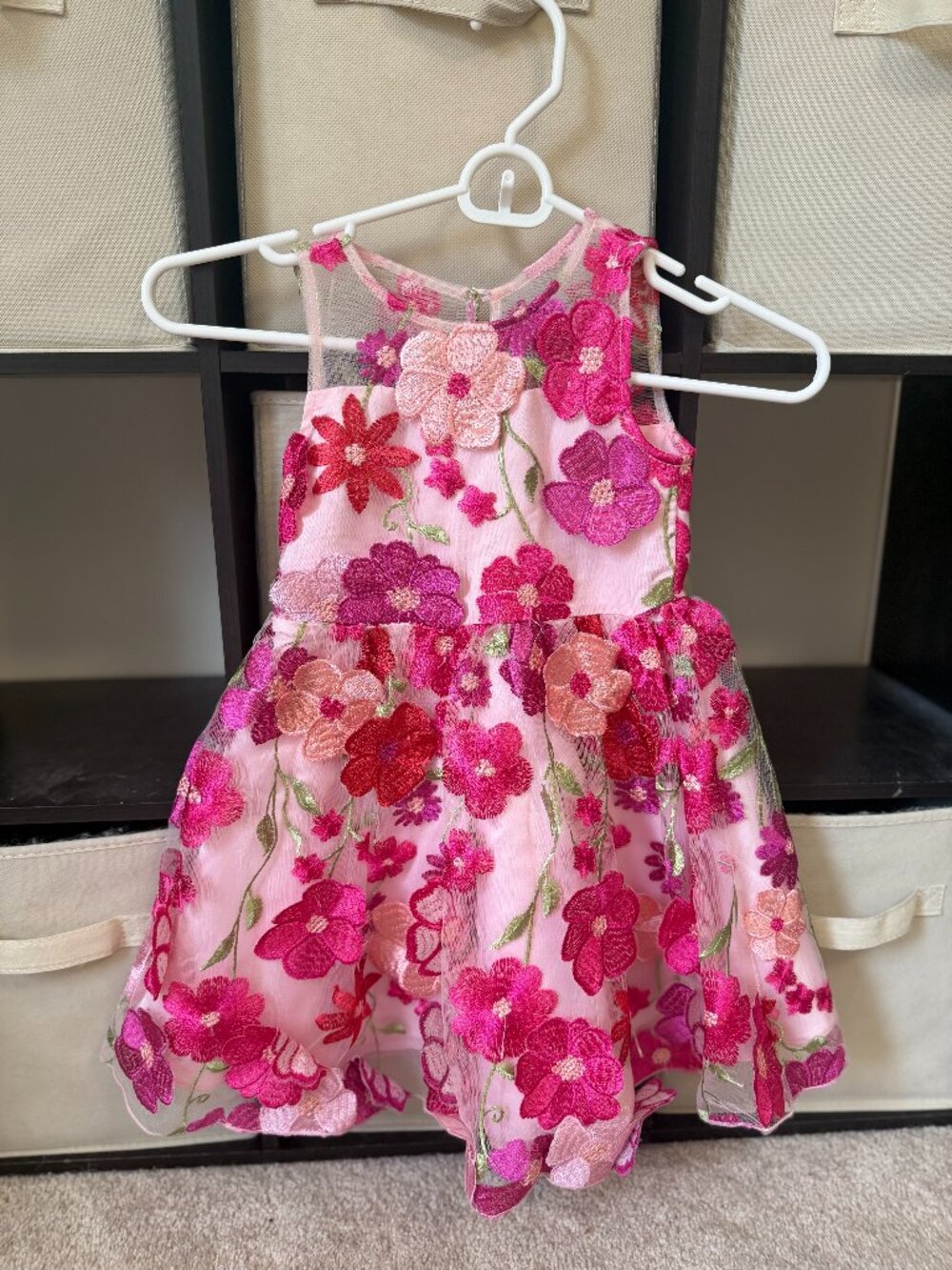 Rare Editions Toddler Girl 3D Flower Applique Dress, Flower Girl, 4T